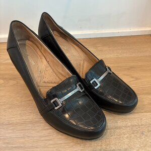 ** Naturalizer Women Leather Snakeskin Pumps 10M Block Heels Round Toe